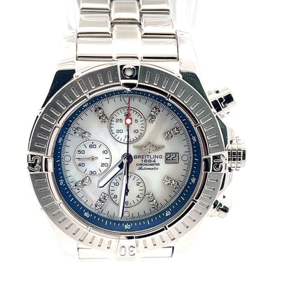 Mens Breitling Super Avenger Steel Automatic Chrono Chronograph Diamonds