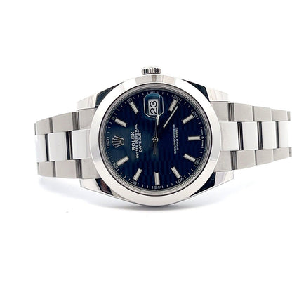 New Mens Rolex Datejust 41 Stainless Steel Automatic 126300 Rare Wave Dial 2023