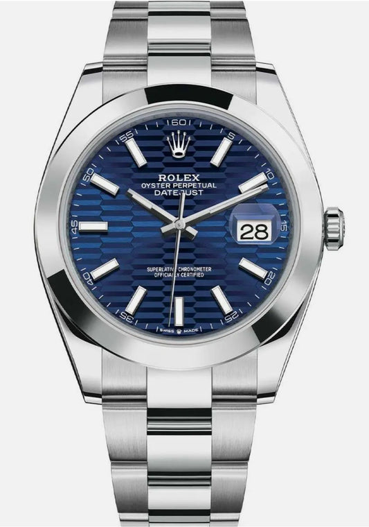 New Mens Rolex Datejust 41 Stainless Steel Automatic 126300 Rare Wave Dial 2023
