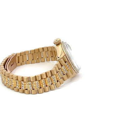 Womens Rolex Datejust President 18K Yellow Gold Diamonds