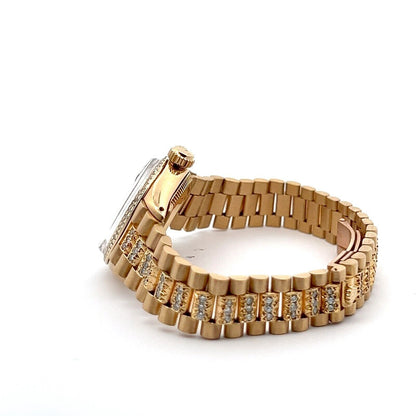Womens Rolex Datejust President 18K Yellow Gold Diamonds