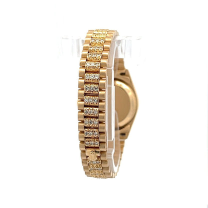 Womens Rolex Datejust President 18K Yellow Gold Diamonds