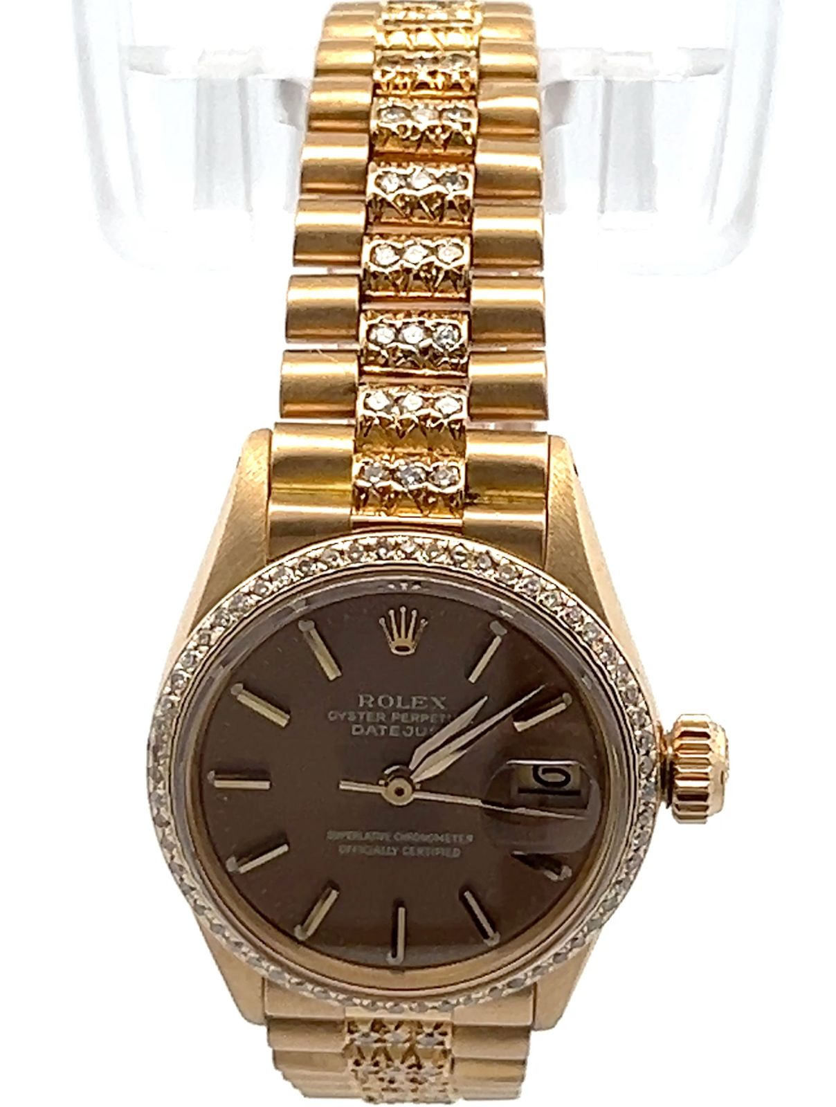 Womens Rolex Datejust President 18K Yellow Gold Diamonds