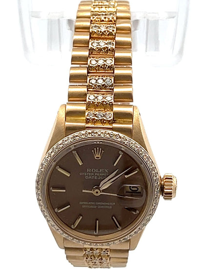 Womens Rolex Datejust President 18K Yellow Gold Diamonds