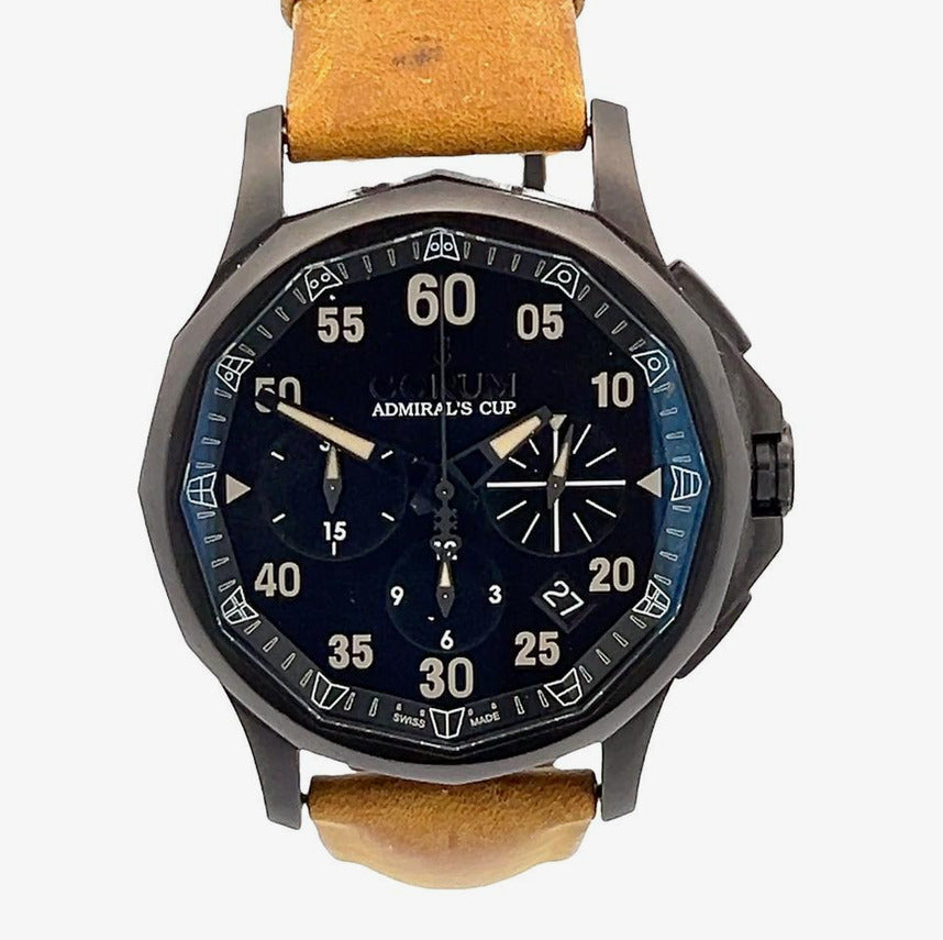 Mens Corum Admirals Cup Legend Military Chronograph PVD Stainless Steel