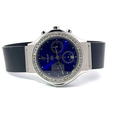 Mens Hublot Bang MDM Stainless Steel Chronograph Diamonds