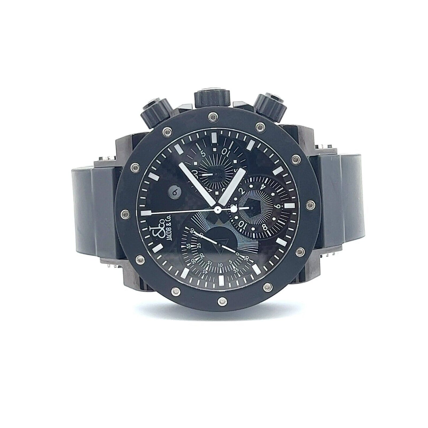 New Mens Jacob & Co. Rare Epic II Chronograph PVD Steel Black Spinel Baguettes
