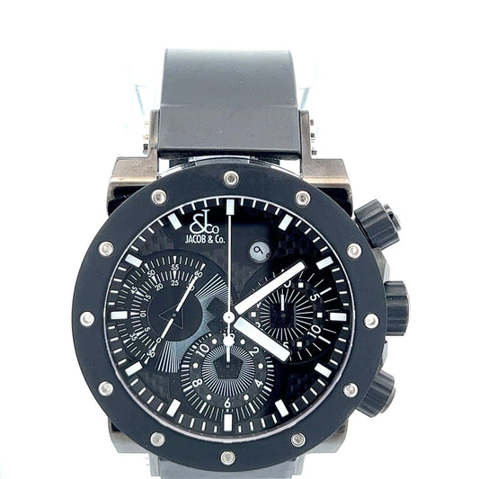 New Mens Jacob & Co. Rare Epic II Chronograph PVD Steel Black Spinel Baguettes