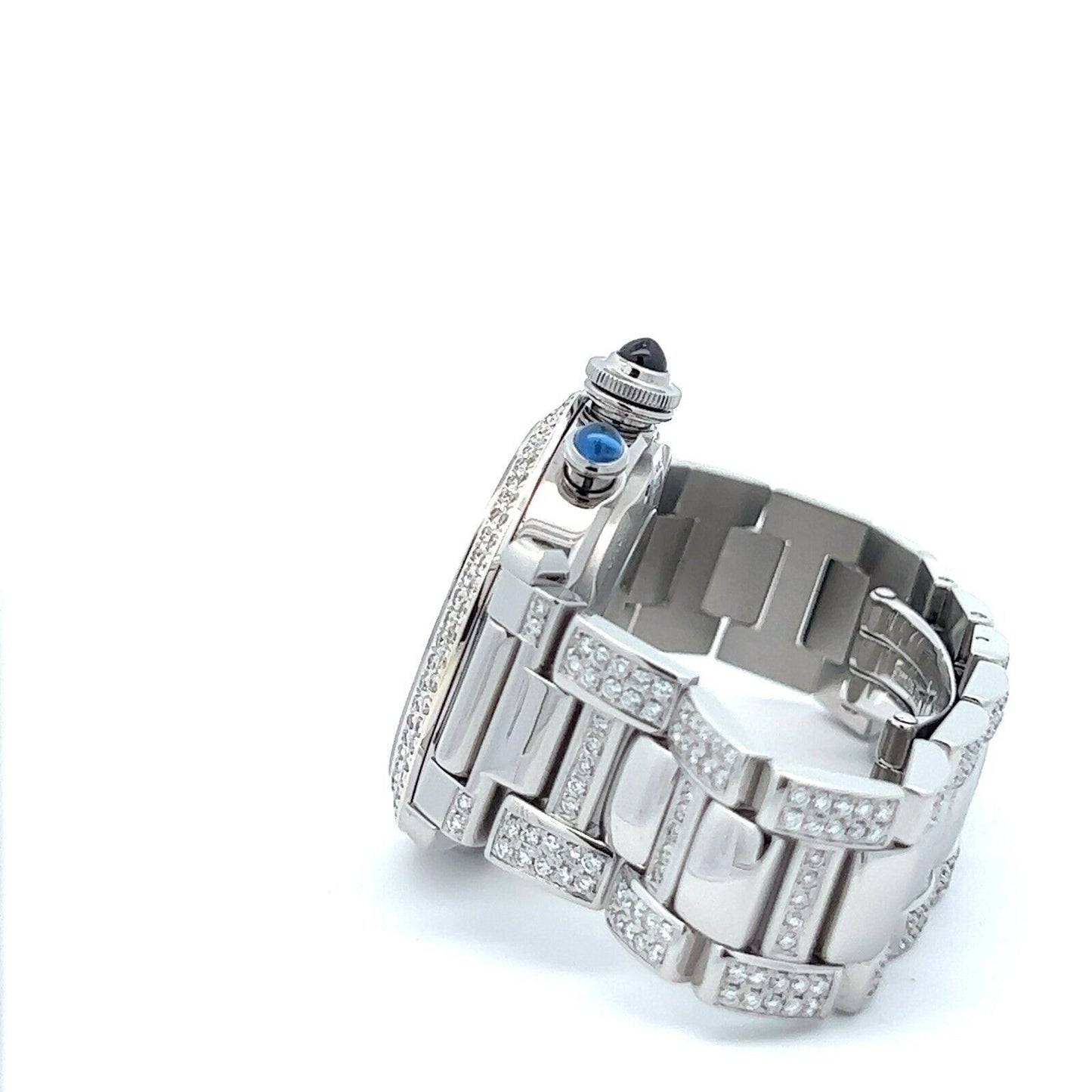 Mens Cartier Pasha Steel Chrono Chronograph Automatic Diamonds