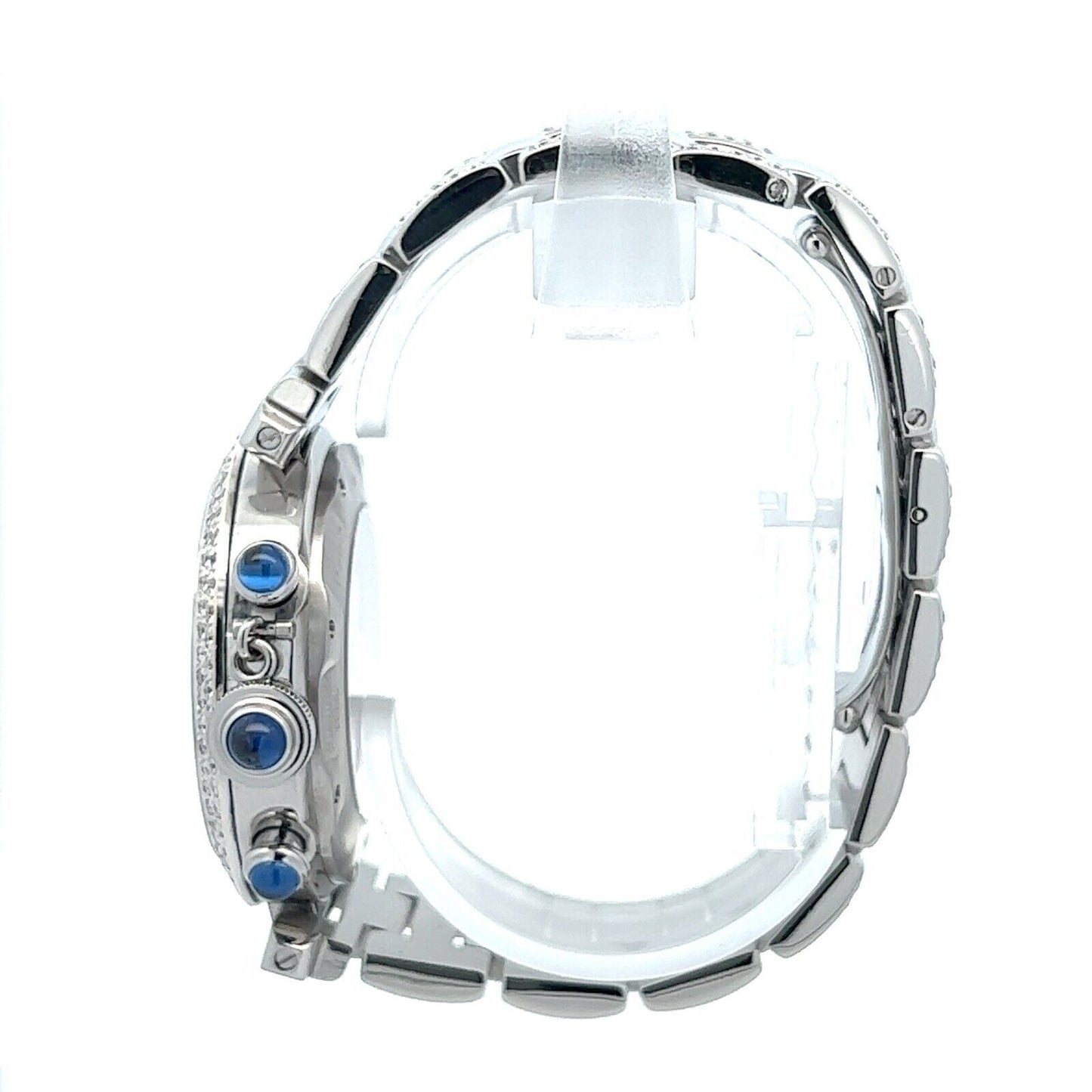 Mens Cartier Pasha Steel Chrono Chronograph Automatic Diamonds