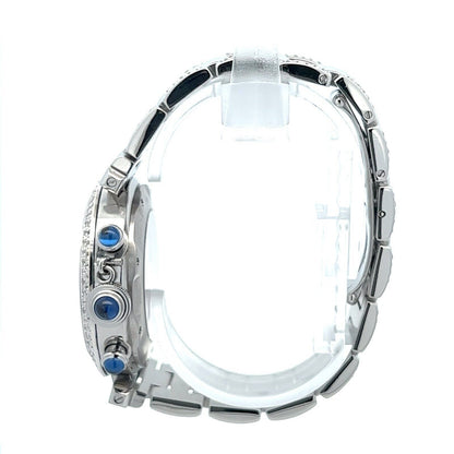 Mens Cartier Pasha Steel Chrono Chronograph Automatic Diamonds