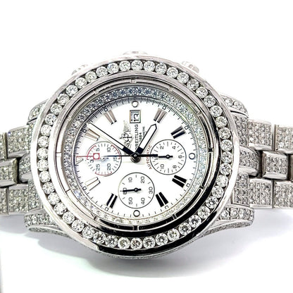 Mens Breitling Super Avenger Steel Automatic Chrono Chronograph Diamonds