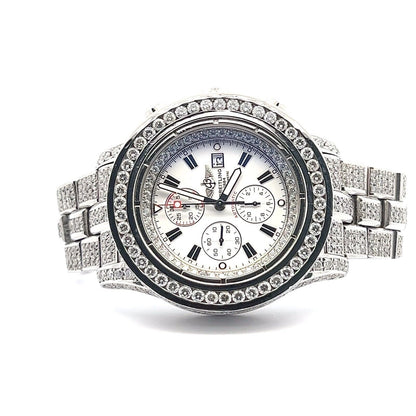 Mens Breitling Super Avenger Steel Automatic Chrono Chronograph Diamonds