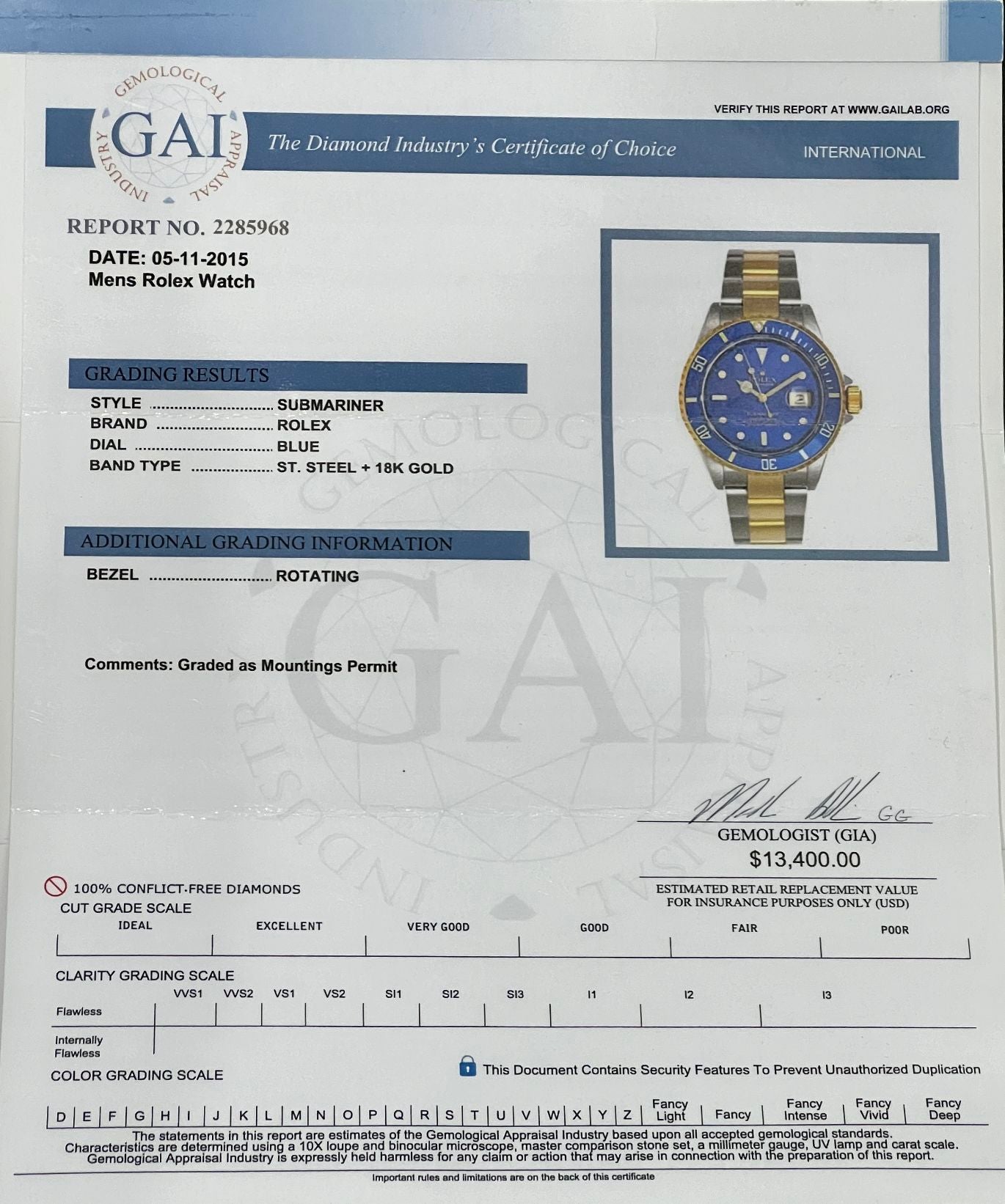 Mens Rolex Submariner 18K Gold - FREE WORLD-WIDE SHIPPING-WE ARE A JEWELRY STORE