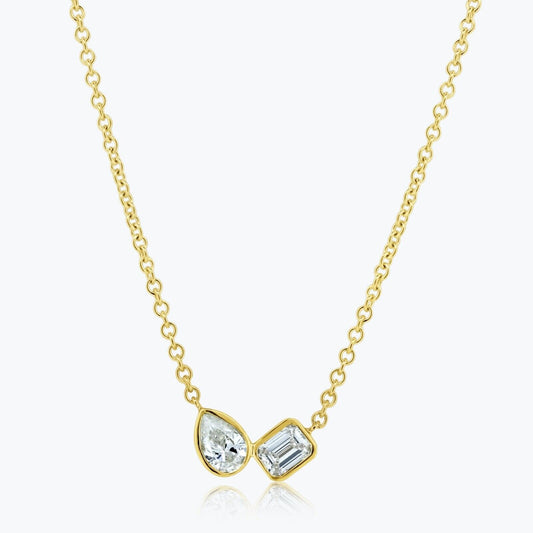 Gold Pear Emerald Cut Diamond Pendant - FREE WORLD-WIDE SHIPPING - JEWELRY STORE