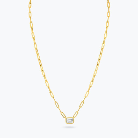 Gold Paper Clip Necklace Diamond - FREE WORLD-WIDE SHIPPING - JEWELRY STORE