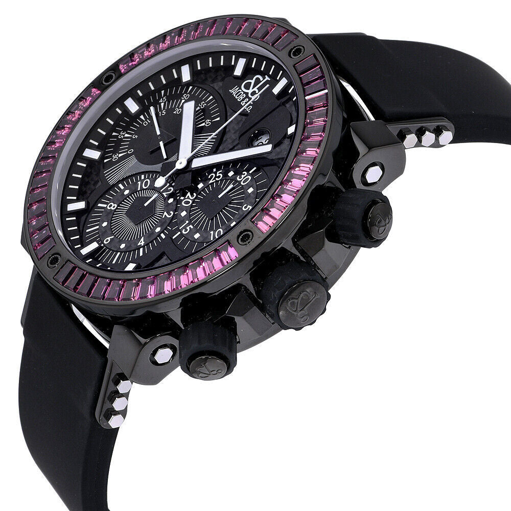 New Mens Jacob & Co. Rare Epic II Chronograph PVD Steel Tourmaline Baguettes