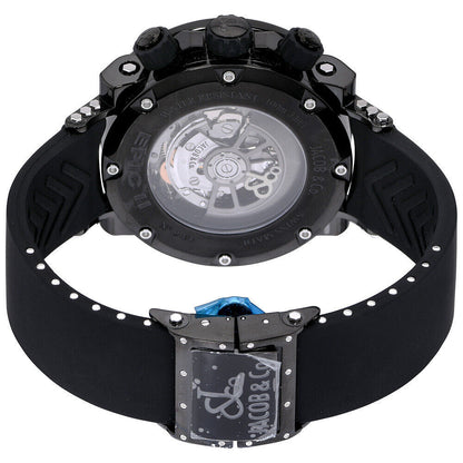 New Mens Jacob & Co. Rare Epic II Chronograph PVD Steel Tourmaline Baguettes