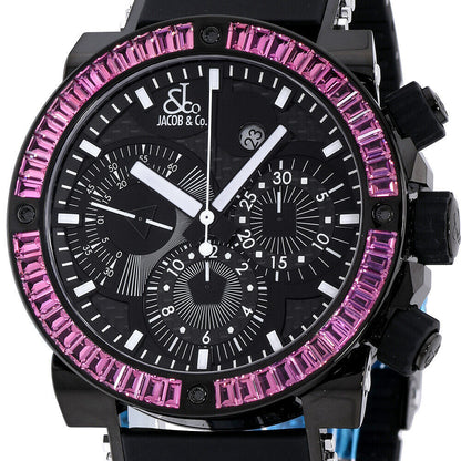 New Mens Jacob & Co. Rare Epic II Chronograph PVD Steel Tourmaline Baguettes