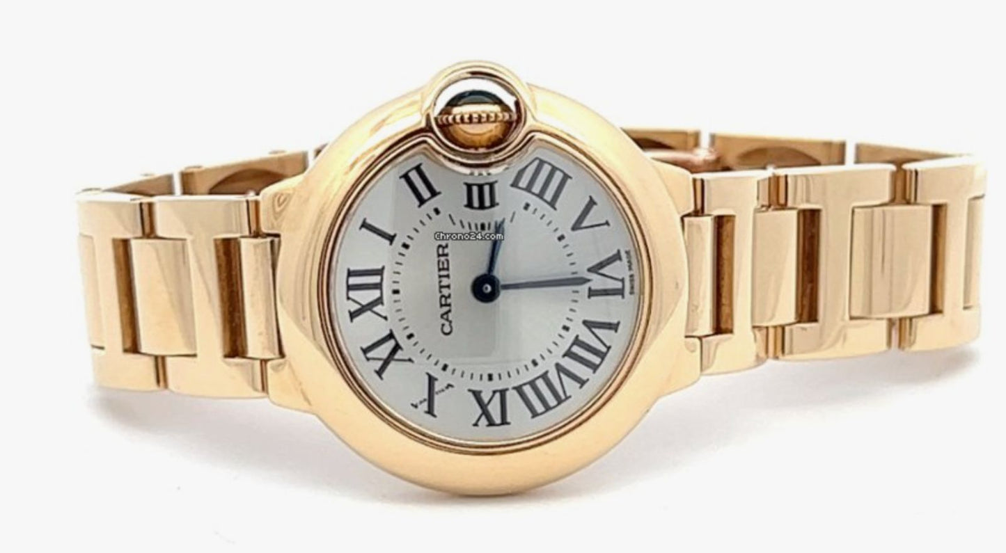 Womens Cartier Ballon Bleu 28mm 18K Gold W69001Z2