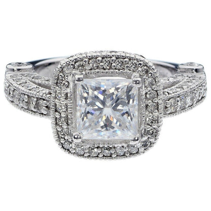Gold Engagement Ring Diamonds Moissanite GRA Certified Over 3 Carats