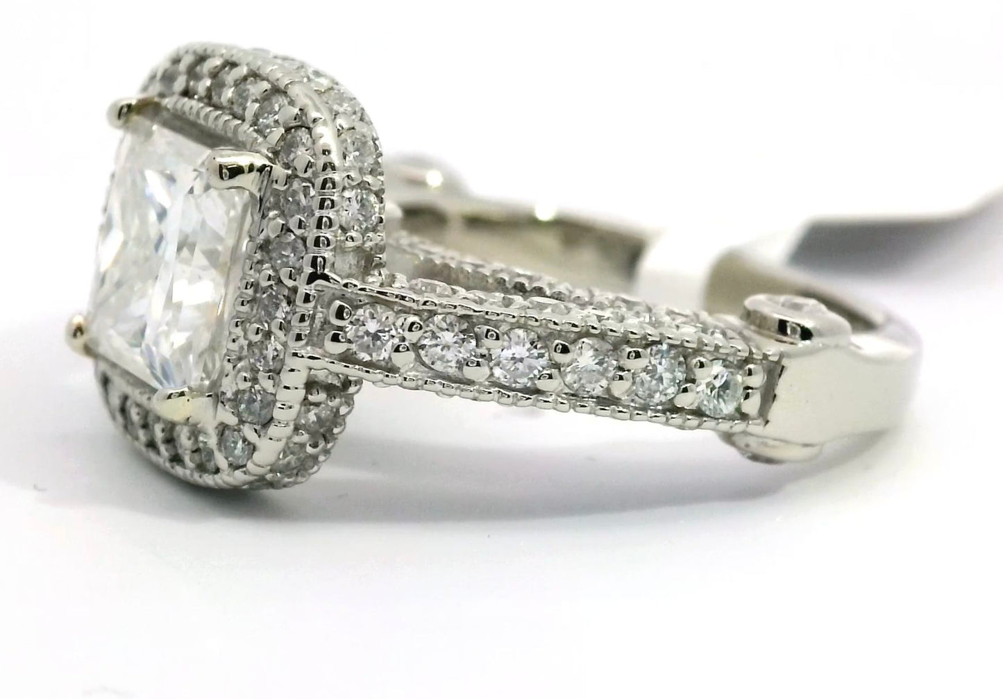Gold Engagement Ring Diamonds Moissanite GRA Certified Over 3 Carats