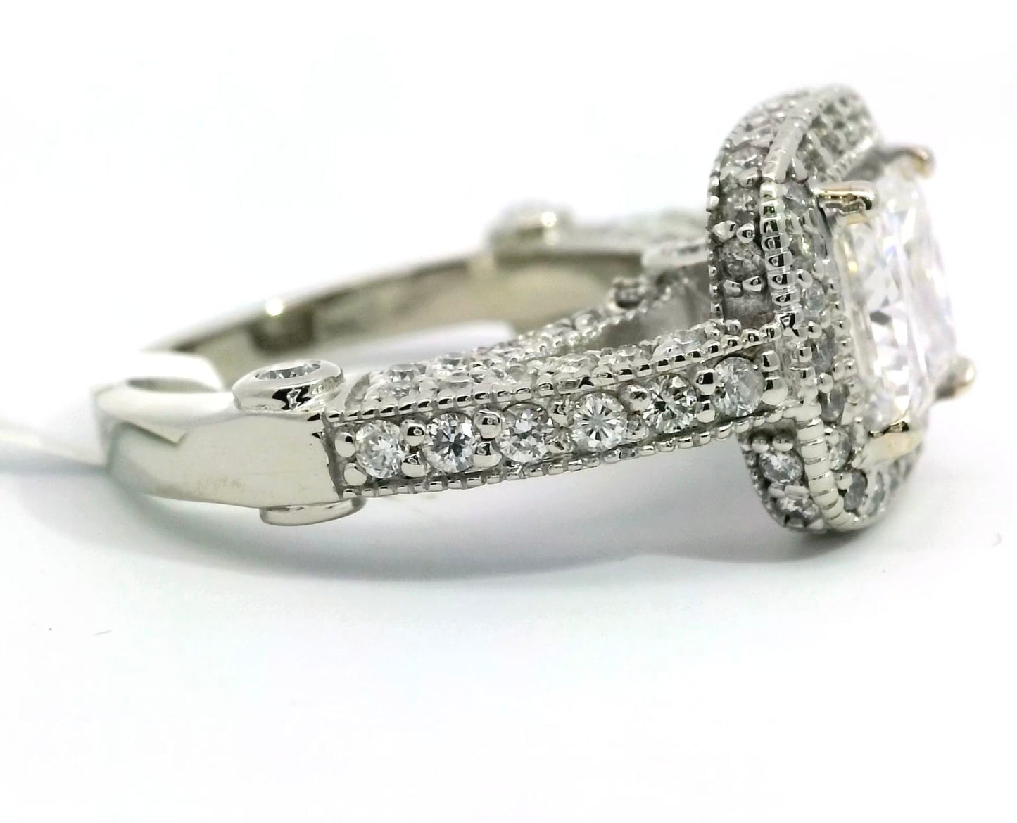 Gold Engagement Ring Diamonds Moissanite GRA Certified Over 3 Carats
