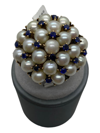 Gold Ring Pearls Sapphires (195758490188)