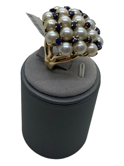 Gold Ring Pearls Sapphires (195758490188)