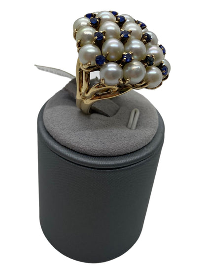 Gold Ring Pearls Sapphires (195758490188)