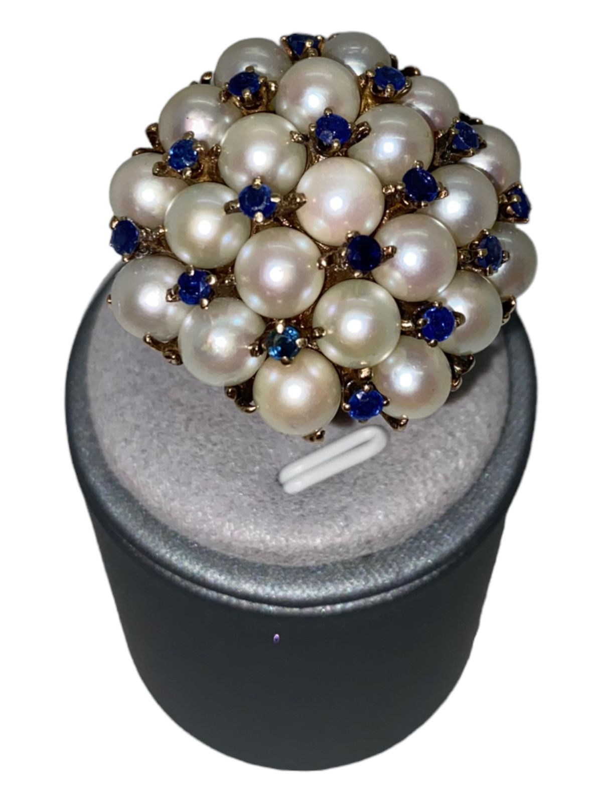 Gold Ring Pearls Sapphires (195758490188)