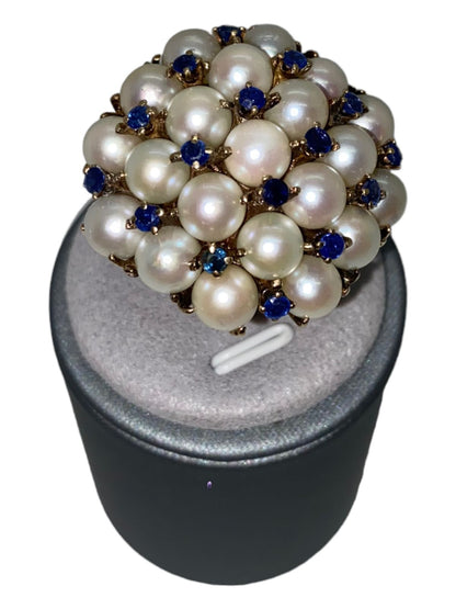 Gold Ring Pearls Sapphires (195758490188)