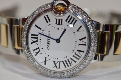 Womens Cartier Ballon Bleu 18K Gold Diamond Watch
