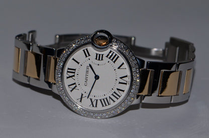 Womens Cartier Ballon Bleu 18K Gold Diamond Watch