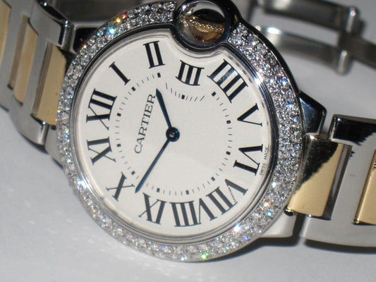 Womens Cartier Ballon Bleu 18K Gold Diamond Watch