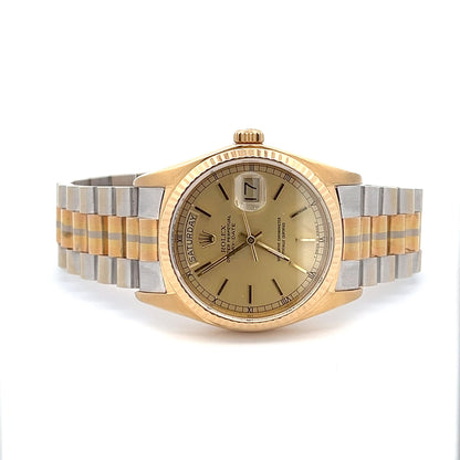 Mens Rolex Day-Date President Tridor Tricolor Quickset 18k Gold 18038