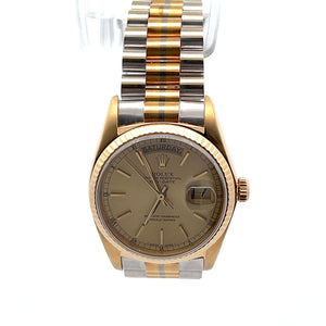 Mens Rolex Day-Date President Tridor Tricolor Quickset 18k Gold 18038