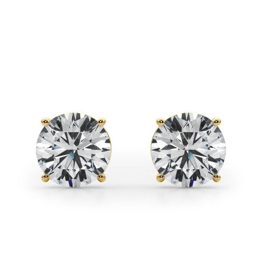 14K Yellow Gold (4 Cttw) 2ct 4 Prong Wire Stud Earring