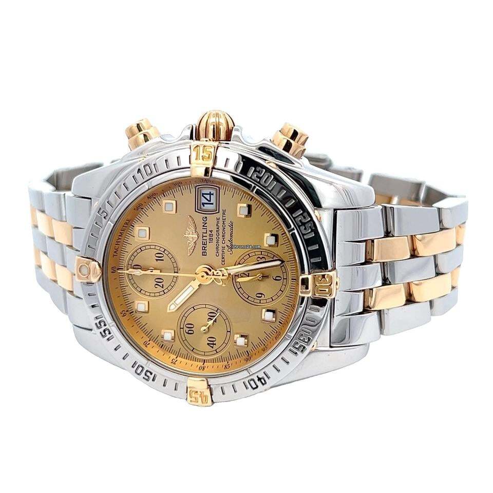 Breitling Chrono Cockpit Automatic Men's Watch Gold/Steel Case With Gold/Steel Strap Authentic Luxury Timepiece