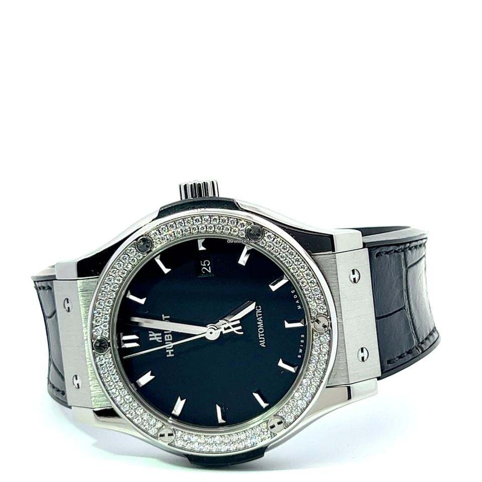 Hublot Classic Fusion Automatic Men's Watch Titanium Case With Crocodile skin Strap Authentic Luxury Timepiece