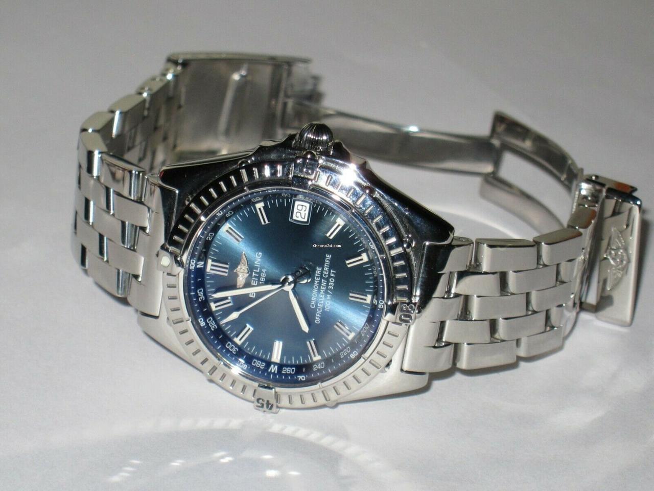 Breitling Automatic Men's Watch With Steel Case and Strap Authentic Luxury Timepiece