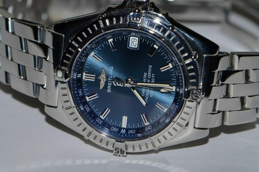 Breitling Automatic Men's Watch With Steel Case and Strap Authentic Luxury Timepiece