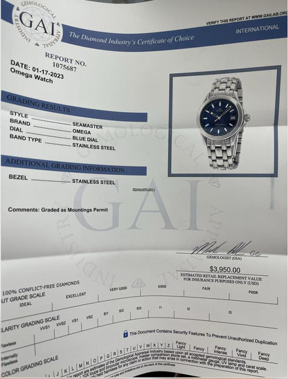 Omega Seamaster Automatic Men's Watch With Steel Case and Strap Authentic Luxury Timepiece