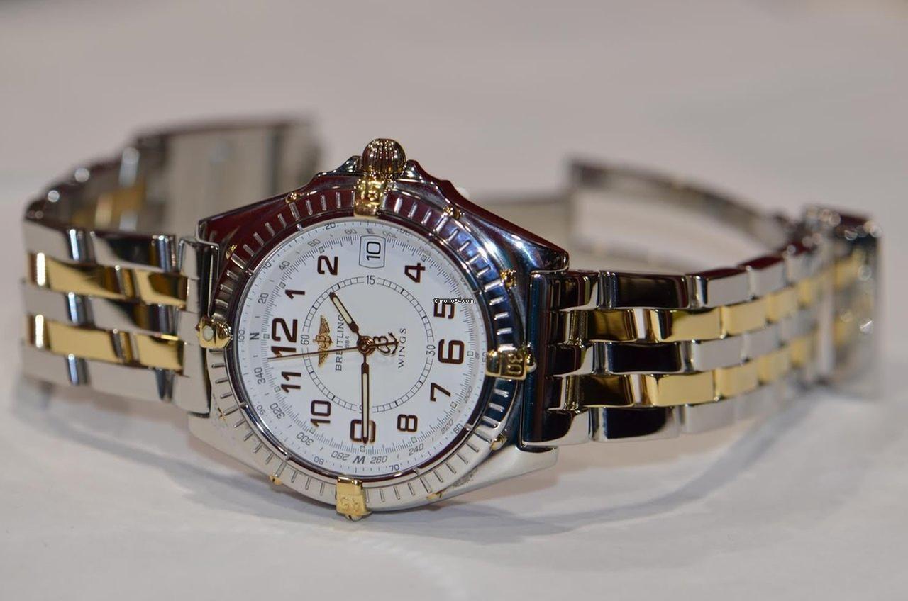 Breitling Automatic Men's Watch Steel Case With Gold/Steel Strap Authentic Luxury Timepiece