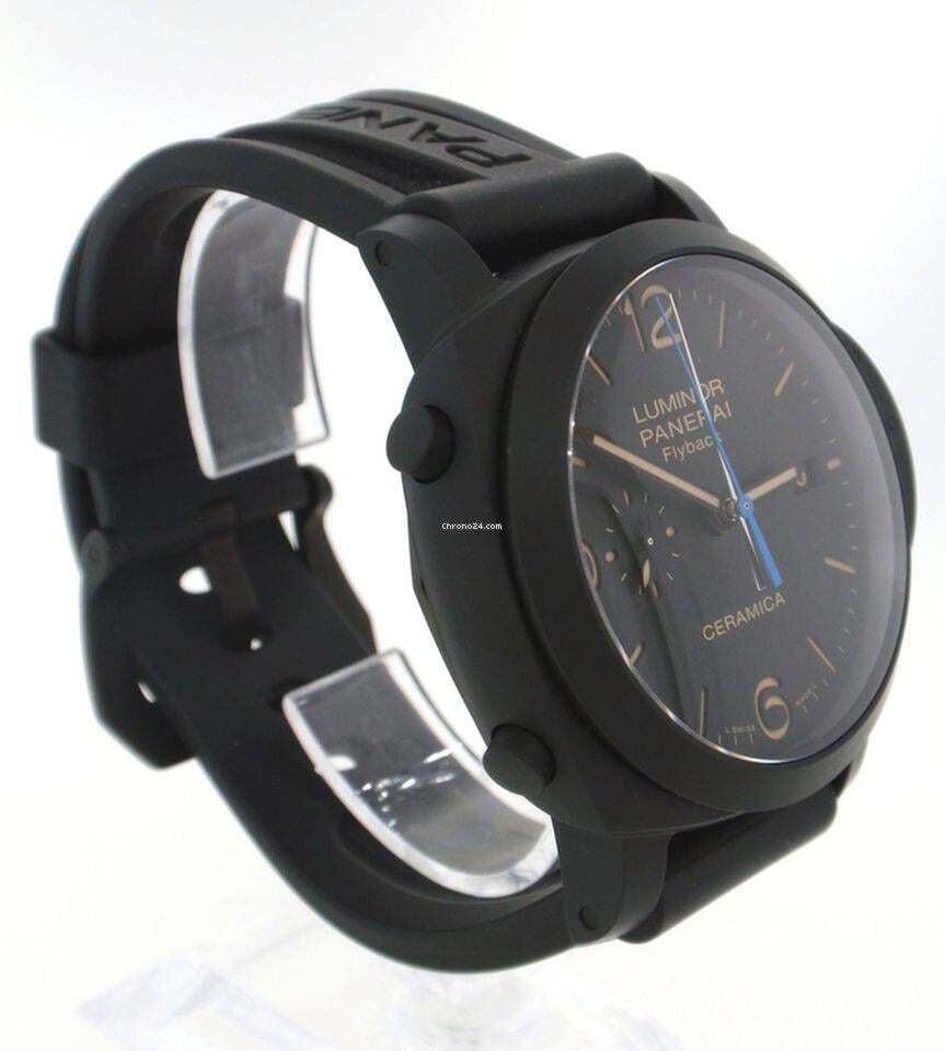 Panerai Luminor 1950 3 Days Chrono Flyback Automatic Men's Watch Ceramic Case With Rubber Strap Authentic Luxury Timepiece