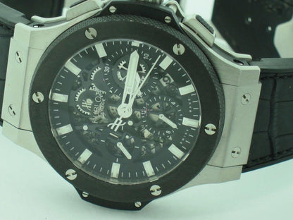Hublot Big Bang Aero Bang Automatic Men's Watch Steel Case With Leather Strap Authentic Luxury Timepiece