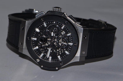 Hublot Big Bang Aero Bang Automatic Men's Watch Steel Case With Leather Strap Authentic Luxury Timepiece