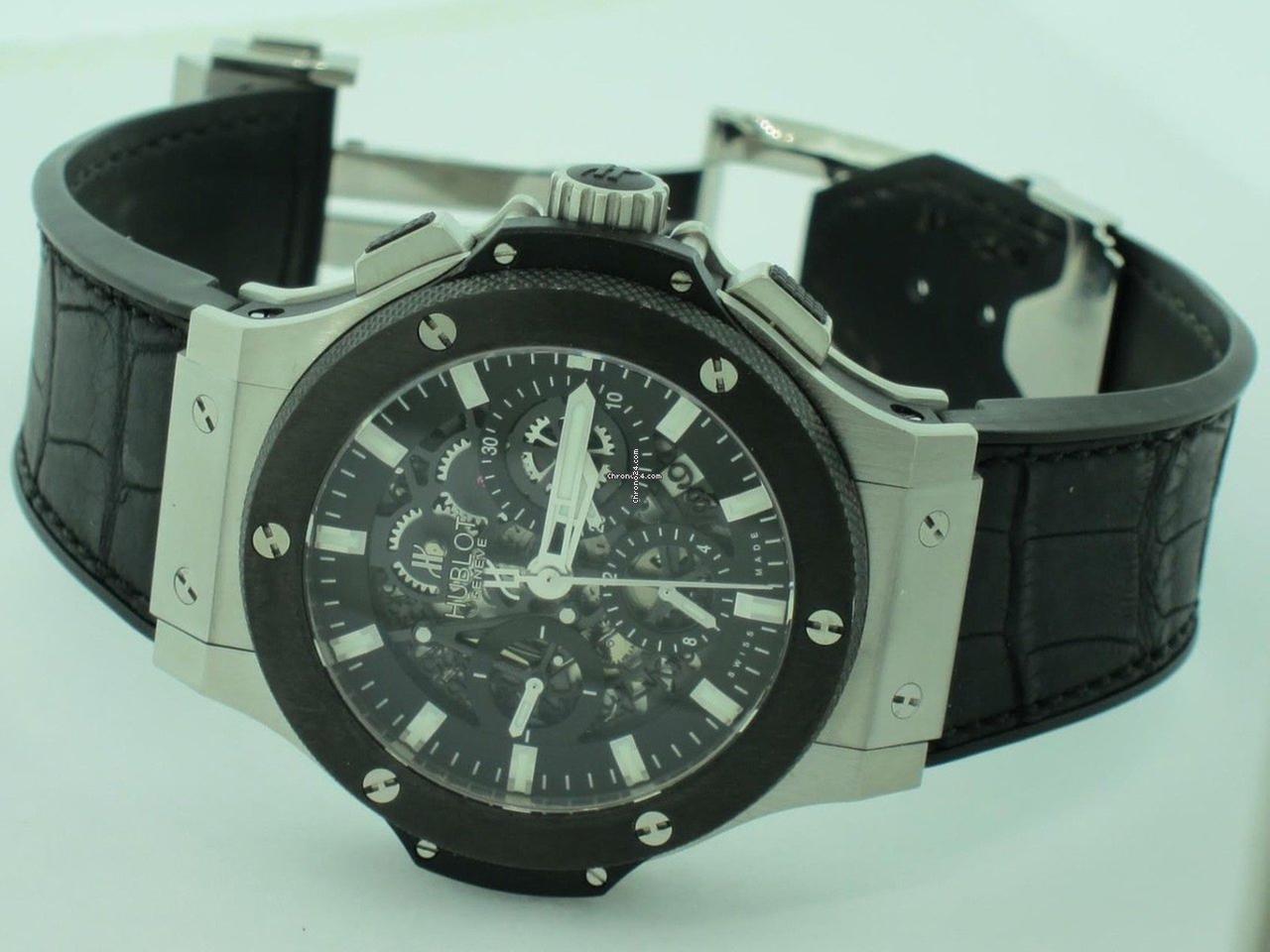 Hublot Big Bang Aero Bang Automatic Men's Watch Steel Case With Leather Strap Authentic Luxury Timepiece