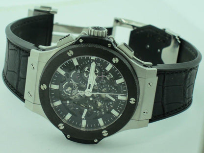 Hublot Big Bang Aero Bang Automatic Men's Watch Steel Case With Leather Strap Authentic Luxury Timepiece