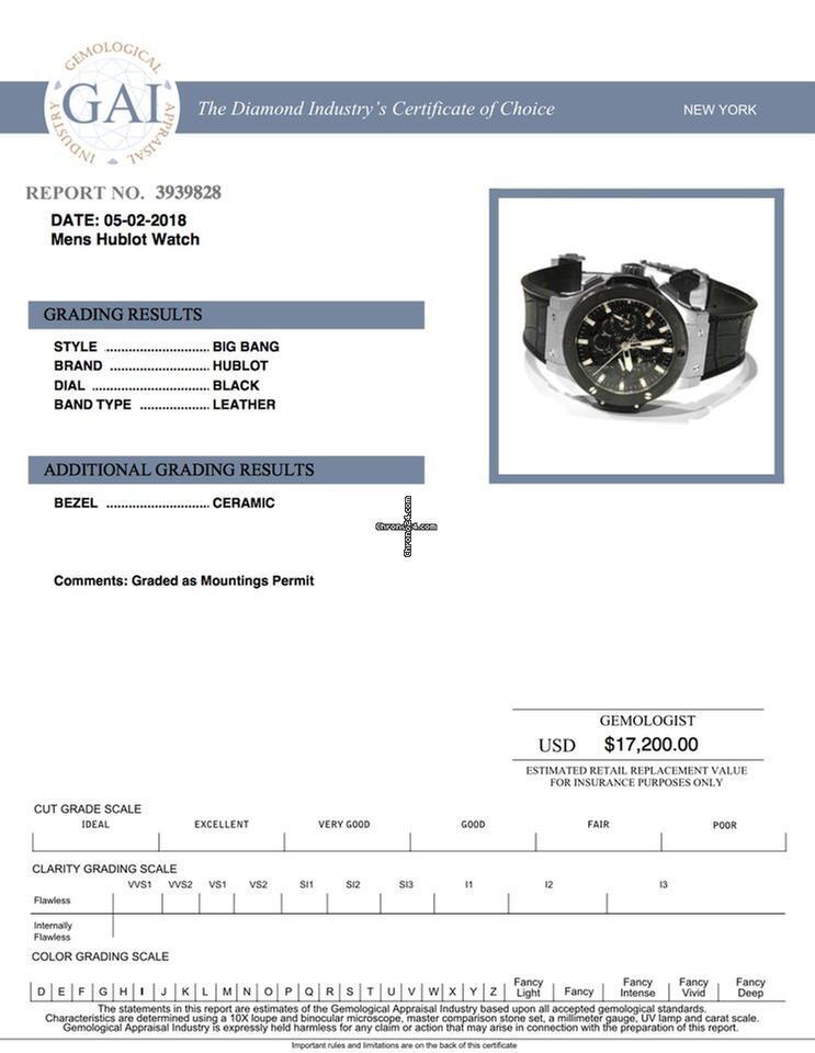 Hublot Big Bang Aero Bang Automatic Men's Watch Steel Case With Leather Strap Authentic Luxury Timepiece